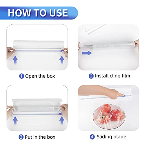 Refillable Plastic Wrap Dispenser with Slide Cutter, Fovanga cling wrap