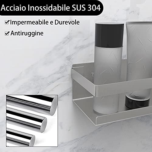 Bestdon Stainless Steel Bathroom Shelf, Shower Shelves Wall Without Drilling for Bathroom and Kitchen, Self-Adhesive, Brushed, 30 cm