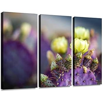 Santa Rita Prickly pear Cactus Print On Canvas Wall Artwork Modern Photography Home Decor Unique Pattern Stretched and Framed 3 Piece