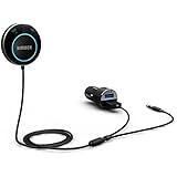 iClever Himbox HB01 Bluetooth 4.0 Hands-Free Car Kit with 3.5mm Aux Jack, Multi-Point Access, Siri / Voice Activation, Dual USB Charger & Magnetic Base, Updated Aluminum Ring - Black