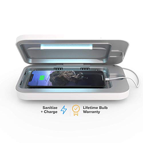 PhoneSoap 3 UV Cell Phone Sanitizer and Dual Universal Cell Phone Charger | Patented and Clinically Proven UV Light Sanitizer | Cleans and Charges All Phones - White