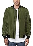 HEMOON Men's Casual Sportswear Lightweight Baseball Bomber Jacket XL Green