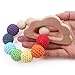 Baby Wooden Teether Infant Teething Toys Set of 2 Bracelet BPA Free Can Chew Cloud and Owl Textures Sensory Charm, Rainbow