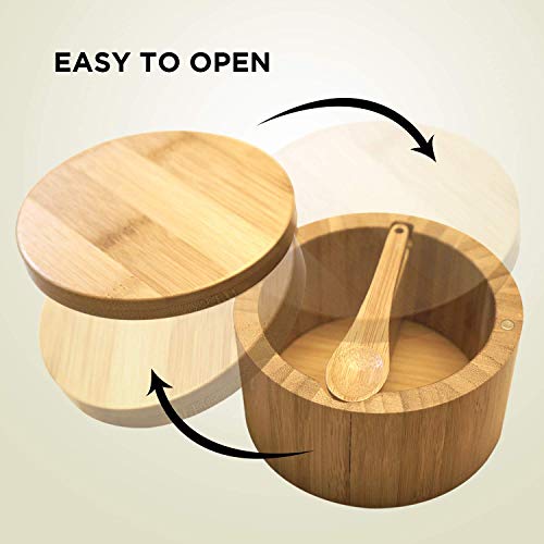 Bamboo Salt and Pepper Box with Swivel Lid and Builtin