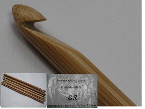 12 Size 10 inch BrilliantKnitting (BR brand) Double ended Bamboo Tunisian Afghan Crochet Hooks Needles US SIZE (D - N), Metric size (3.25 mm - 10.0 mm)