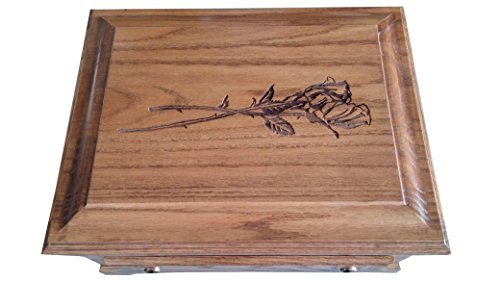 Deluxe Oak Silverware Chest with Rose Design,