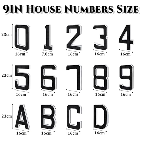 CARPESUN Solar House Number Illuminated for Outdoor Use Waterproof Illuminated House Number Sign Solar House Number Light Black Large - Height 23 cm (5-Black, 23 cm)