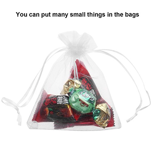 50 Pack 4x5 Inches White Organza Bag,Candy Gift Pouch,Chocolate Gift Bag Wedding Bags,Sachet Bag Sheer Organza Pouches,Favor Jewelry Bags