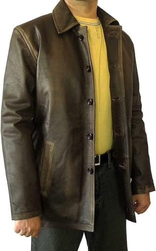 Excelled Leather Men's Four-Button Lambskin Leather Car Coat (as1