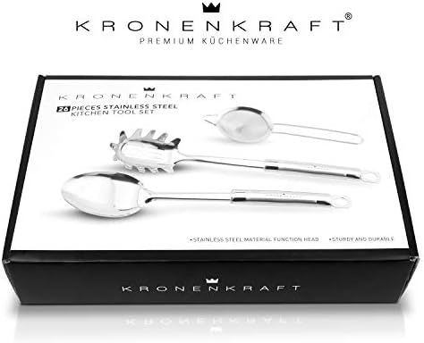 KRONENKRAFT Set d'ustensiles de cuisine en acier inoxydable de 26 pièces,accessoires de cuisine, set de cuisson , ensemble complet d'accessoires de cuisine