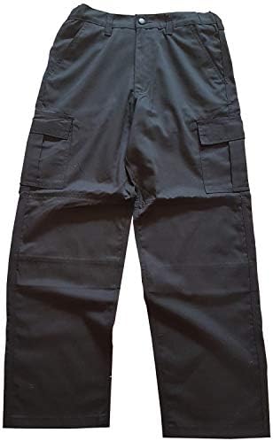 RK Deluxe Cargo Work Trousers Black/Navy/Charcoal (Various Sizes) Men's Combat Worker Trade with Button and Zip Fly Multi Pocket Workwear Pants