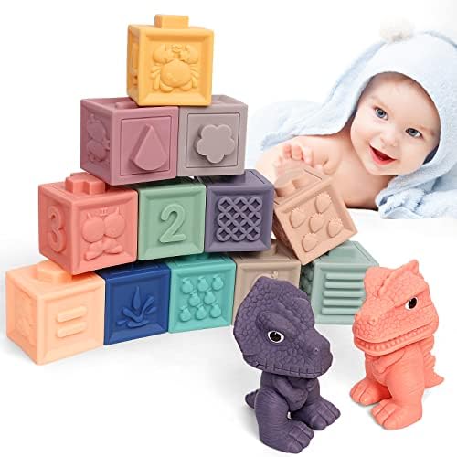 Abellzos Baby Soft Blocks, Stacking Building Blocks, Baby Toys Teething
