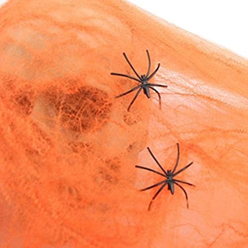 ハロウィン グッズ 飾り お化け屋敷 蜘蛛の巣 舞台の飾り アクセサリー 幽霊 ゴースト クモの巣 蜘蛛の糸 雰囲気満点 小道具 屋外 庭 玄関 飾り物 パーティー 装飾 ホラー 橙色