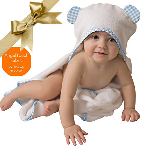 Channing & Yates - Premium Baby Towels for Boys - Hooded Baby Boy Towel & Washcloth Set - Certified Organic Bamboo Baby Towels with Hood - Baby Boy Bath Towels Gift (Blue) - Thumbnail 2