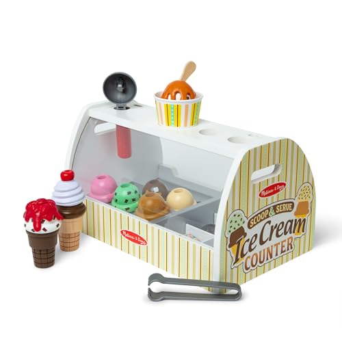 - Puesto de Helados Madera 28 Piezas: Heladería con 8 Bolas de Helado, Conos y Más - Juguetes Niños 3 Años, Regalo Niño 3 Años, Accesorios Cocinita Infantil
