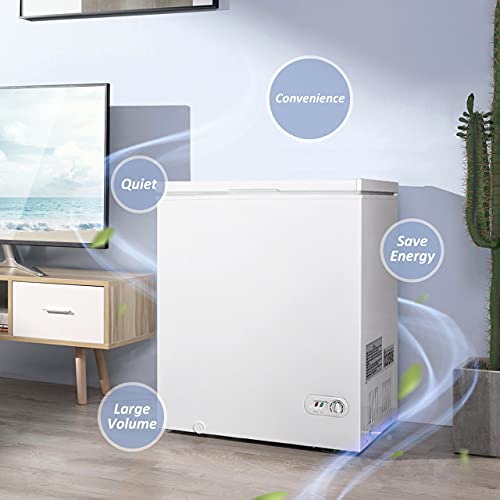 WATOOR 5.0 Cu.ft Chest Freezer Small Deep Freezer Mini Outdoor Chest