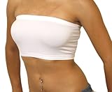 Dona Michi Women's Basic Stretch Bandeau Bra Tube Top One Size Fits All - White