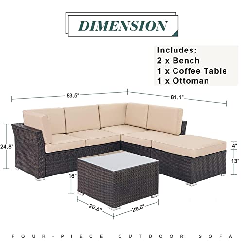 SUNCROWN 4Piece Patio Furniture Set 83" x 81" Outdoor Sectional Sofa