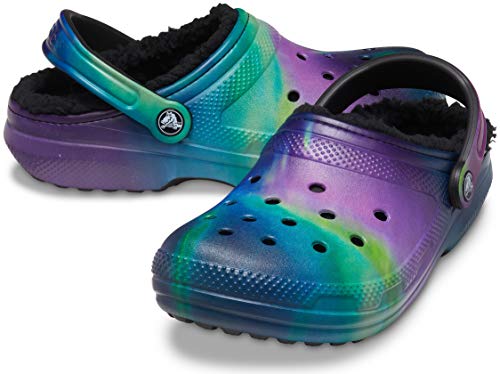 fuzzy crocs tie dye