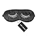 NMM Global 100% Mulberry Silk Sleep Mask Blackout, Cute Natural Sleeping Mask with Adjustable Elastic Strap, Satin Eye Cover for Men Women Adults (White Eyelashes)