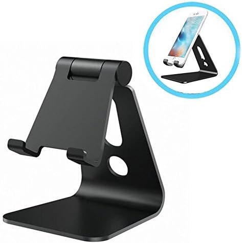 Cell Phone Stand, Walway Universal Aluminum Alloy Multi-Angle 270 Degree Rotatable Desktop Cradle Holder for all Mobile Phones and Tablets (Black)