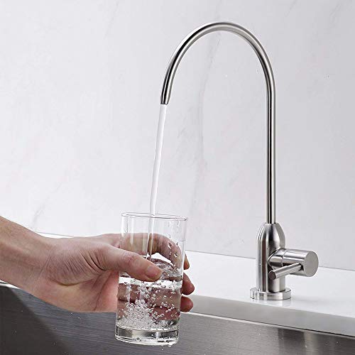 ESOW Kitchen Drinking Water Faucet, 100% Lead-Free Kitchen Water Filter Faucet Fits most Reverse Osmosis Units or Water Filtration System in Non-Air Gap, Stainless Steel 304 Body Brushed Nickel Finish