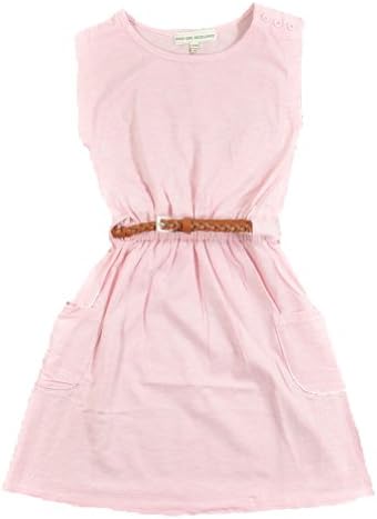 Poof Girl Big Girls Pocket Detail Belted Dress ((S) 7/8, Light Pink)