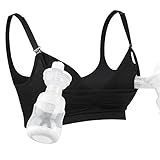 Hands-Free Pumping and Nursing Bra Adjustable Breast-Pumps Holding Bra by Momcozy - Suitable for Breastfeeding-Pumps by Medela, Lansinoh, Philips AVENT, Bellema, Spectra, Evenflo and more (Black, M)