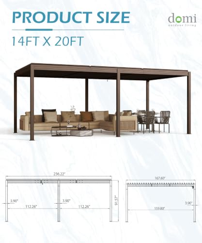 Domi 14x20FT Outdoor Louvered Pergola Review: Adjustable Roof Steel Structure image 8