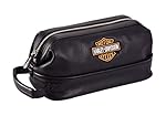 Harley Davidson Leather Toiletry Kit, Black, One Size