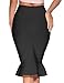 meilun Women's Rayon Vintage Bandage Bodycon Peplum Mini Skirt (Large, Black ham)
