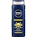 NIVEA MEN Energy Body Wash with Mint Extract, Cedarwood and Mint Scent, 3-in-1 Men's Body Wash, Face and Hair, Paraben Free, Vegan Formula, 16.9 Fl Oz Bottle