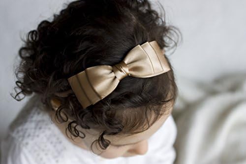 Golden Beam - Baby Ella Bow Headband - Flower Girl Headband - Baby Satin Bow - Girls Satin Bow - Hair Bow - Baby to Adult Headband - Christening Headband (Mocha)