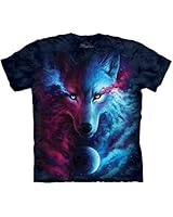Johnson Smith Wolf Where Light and Dark meet Blue T-Shirt, Moon Starscape