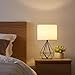 SOTTAE Black Hollowed Out Base Modern Livingroom Bedroom Bedside Table Lamp, Desk Lamp with White Fabric Shade