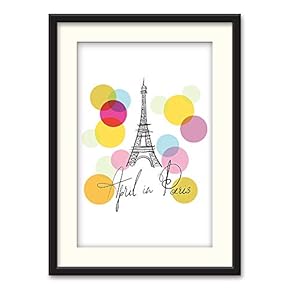 Black Framed Canvas Wall Art Romantic Paris Home Artwork Decoration for Living Room, Bedroom - 23x31 inches