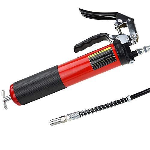 Motovecor Grease Gun, Heavy Duty Professional Premium Pistol 18 Inch Flex Hose, 6000 PSI 14.5 Oz 400cc Black & Red (Red(Upgrade))