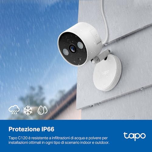 C120 Telecamera Wi-Fi Esterno & Interno, Videocamera Sorveglianza 2K 4MP, Sicurezza Domestica AI, Visione Notturna, Installazione semplice, Base Magnetica, IP66 Resistente Alle Intemperie, Alexa