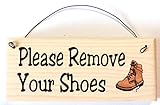 Please Remove Your Shoes Sign with Boot Decoration