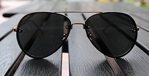 Vintage Oversize Gold Metal Frame Mirror Clear Men Women Aviator Sunglasses 62mm (Gold Frame/Black Lens, 62)