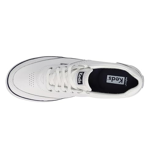 Keds Courty Lace Up, Sneaker Womens, White Leather, Medium in