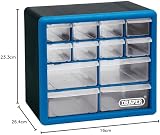 Draper 12 Drawer Organiser Storage Unit Plastic Wall Mountable view 3