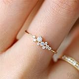 wangxiyan Simple 18k Gold Color Rings for Teen Girls Class Heart White Sapphire Studded Eternity Wedding Ring Engagement Stackable Diamond Rings Women Fashion Jewelry