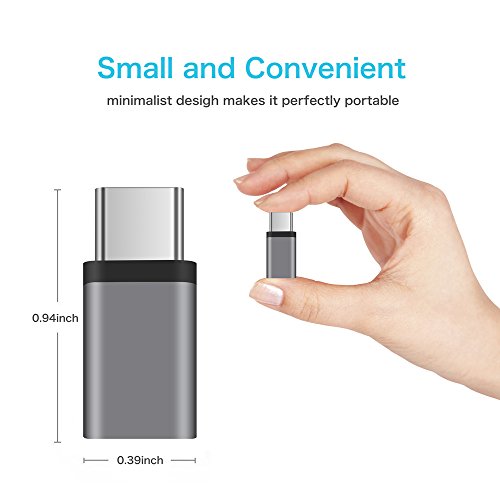 KUXIYAN Micro USB to USB C Adapter, USB Type C Adapter Convert Connector with 56K Resistor, Fast Charging for Samsung Galaxy S9 S8 Plus Note 8, Macbook, LG V30 G5 G6, Moto Z2 Play Nexus More (Gray) - Thumbnail 4