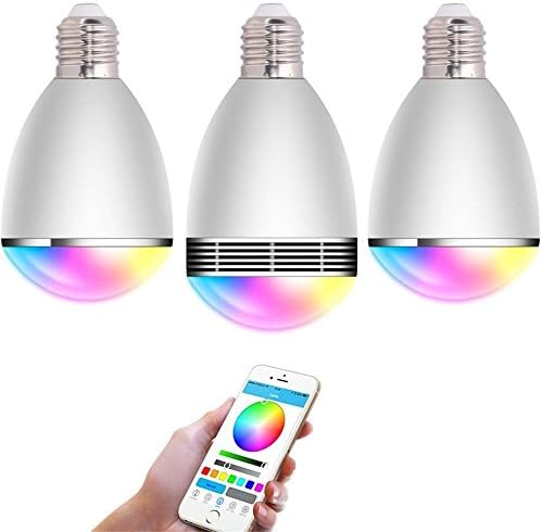 MAIFOM BL06G E27 6W LED Bulbs Group 3-pack Socket Bluetooth Smartphone Controlled Multi Color Dimmable Smart LED Light Bulb with Audio Music Speaker