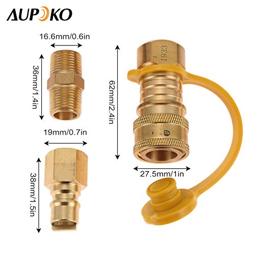 Aupoko 3/8 Inch Natural Gas Quick Connect Fittings, Brass Propane Gas