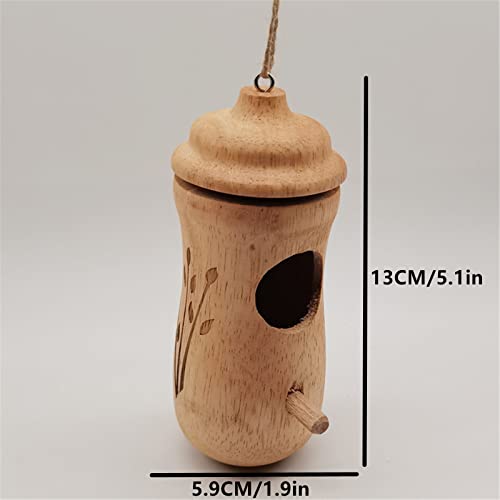 Hummingbird House, 3pcs Hanging Hummingbird House, Wooden Hummingbird House with 4Pcs Mini Ring Feeder, Outdoor Hanging Hummingbird Nest, Hummingbird House for Outdoor Home Decoration in Garden.