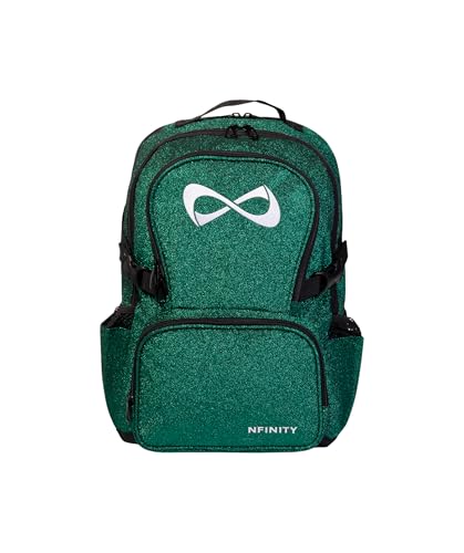 Nfinity Sparkle Rucksack für Cheerleader - Glitzer-Finish, leicht und langlebig, mit reichlich Stauraum und verstellbaren Trägern, Kelly Green Sparkle
