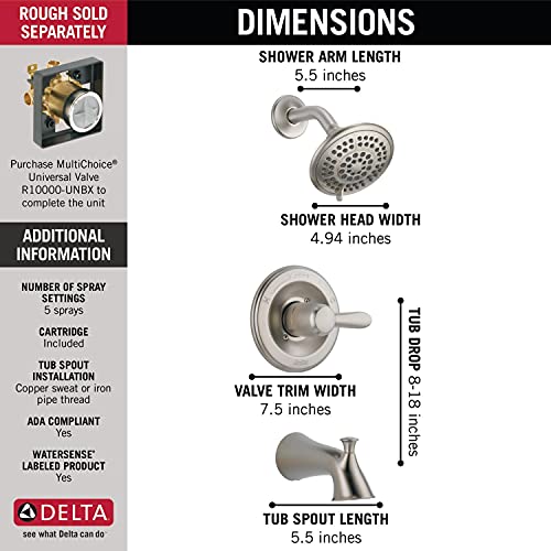 Delta Faucet Lahara 14 Series SingleHandle Tub and Shower Trim Kit