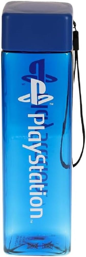 PlayStation Paladone Square Travel Plastic Water Bottle with Wrist Strap Gifts 500Ml (17 Fl Oz)